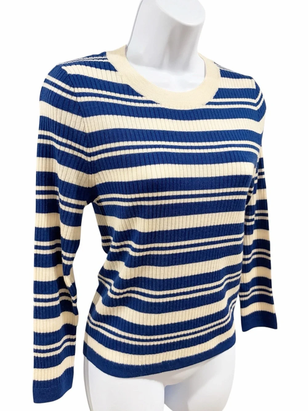 J.Crew Carolyn Merino Wool three-quarter sleeve stripe sweater size Medium